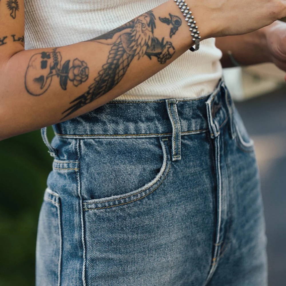 sophie weston-high-rise straight leg, 14.75oz  denim
